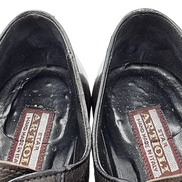 Italian Artioli Mens size 9 Smokey Brown Grey Leather Dress Shoes Luxury Oxfords - Picture 12 of 13